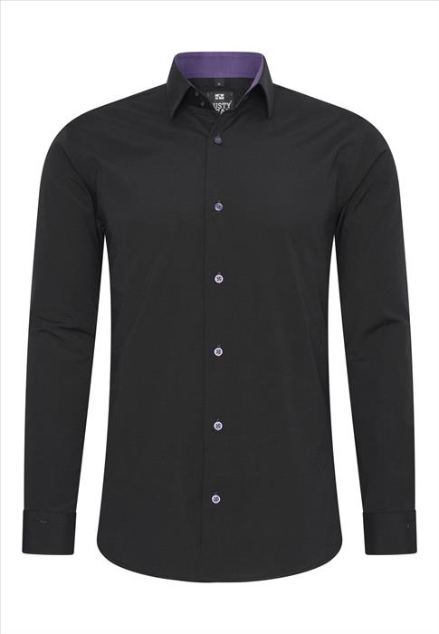 Rusty Neal heren overhemd | zwart - paars | slim fit | Italian-Style.nl, maat XL