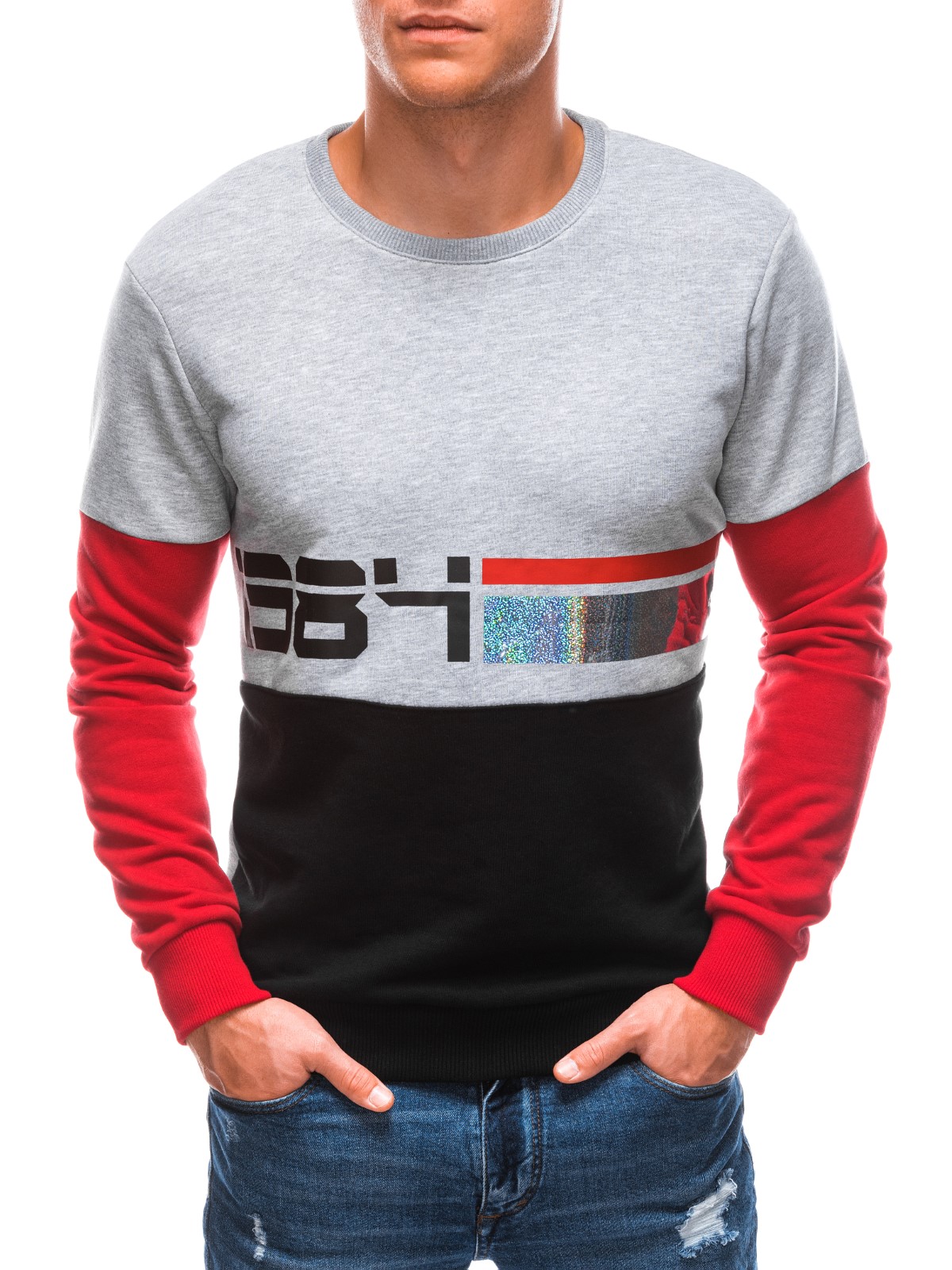 Heren sweatshirt B1446 - rood