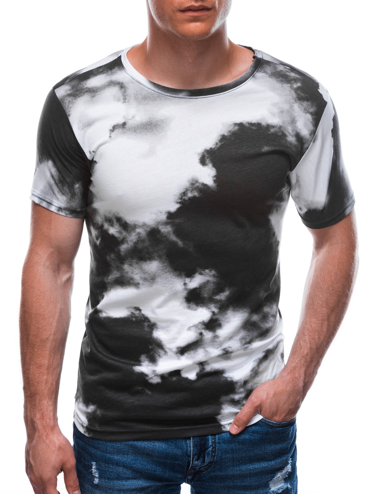 Heren t-shirt met opdruk S1646 - zwart, maat M