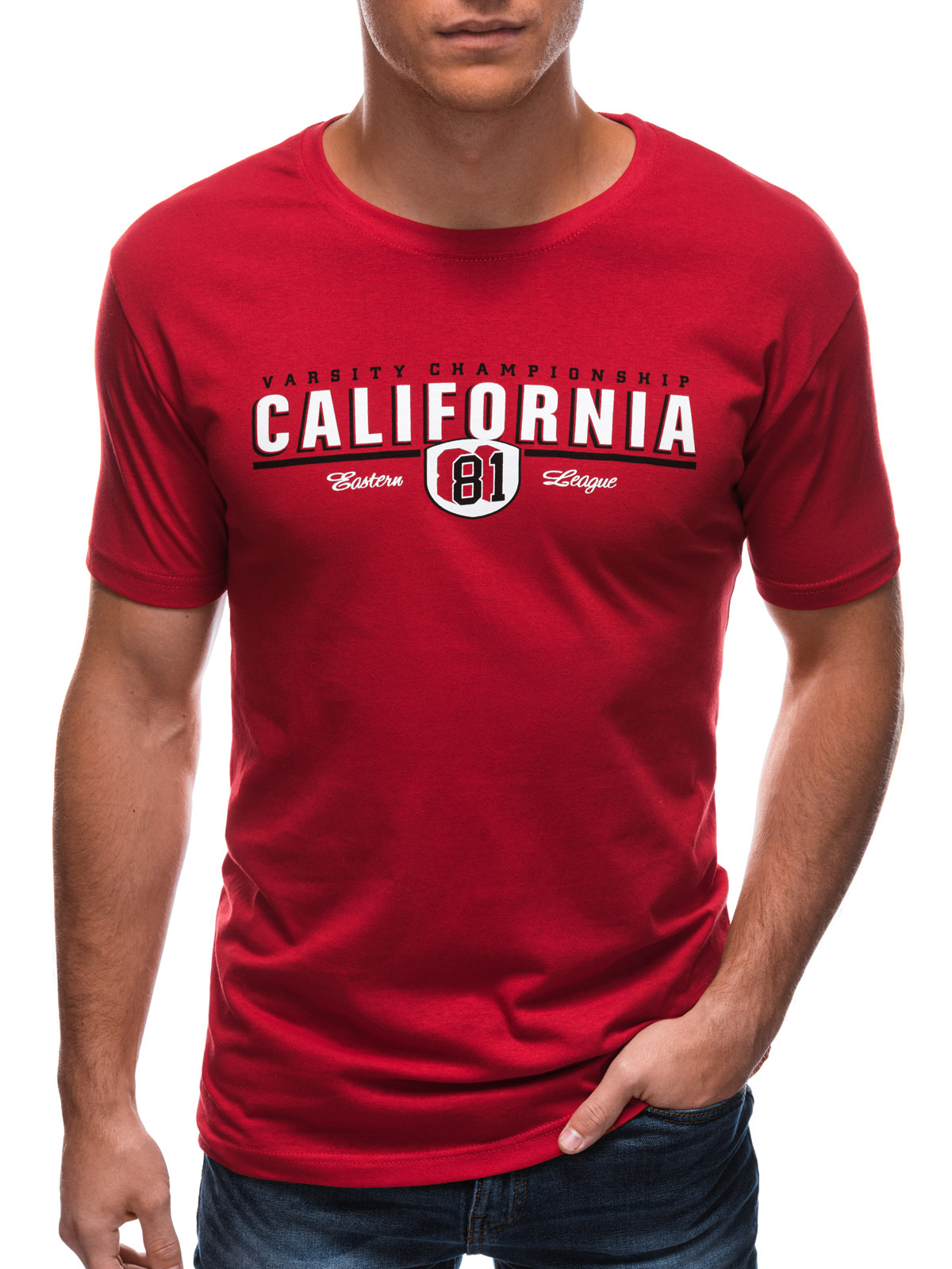hoofd op vakantie Vulgariteit Effen heren t-shirt S1456 - rood - sale - Italian Style