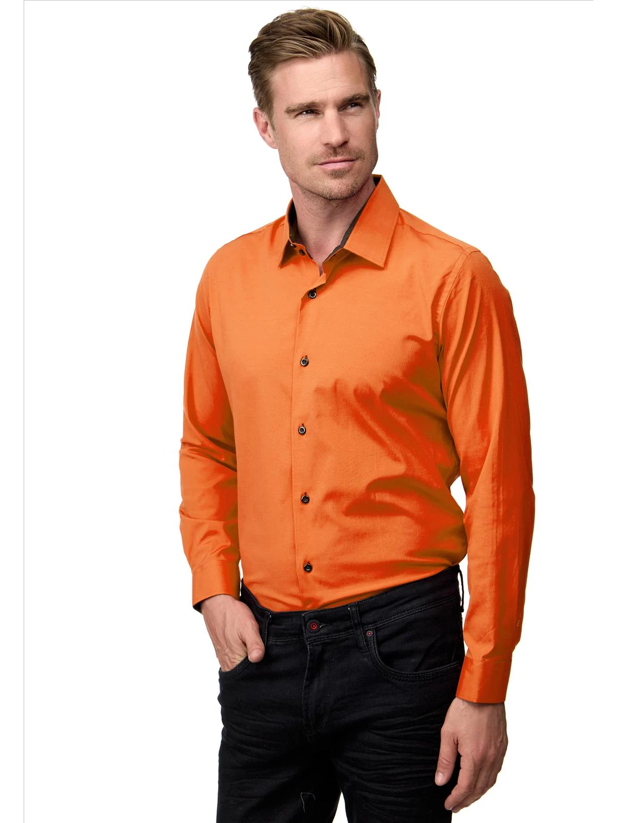 ItalianStyle - Heren Overhemd - Slim Fit Model - Oranje - Modaitalia - Art.nr. R-44