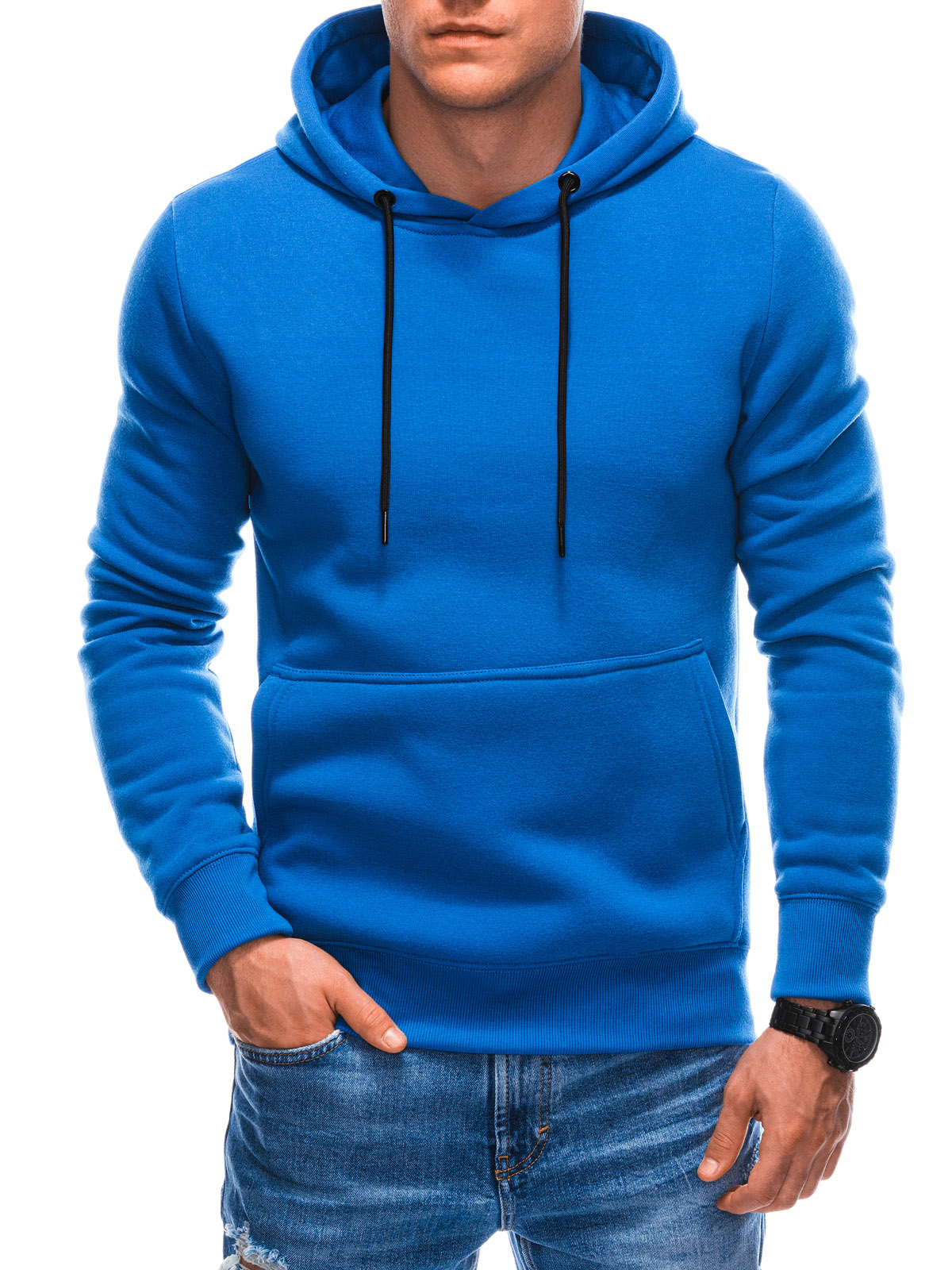 Heren Hoodie Effen | Sweater | Blauw | Moda Italia | Italian-Style.nl, maat S