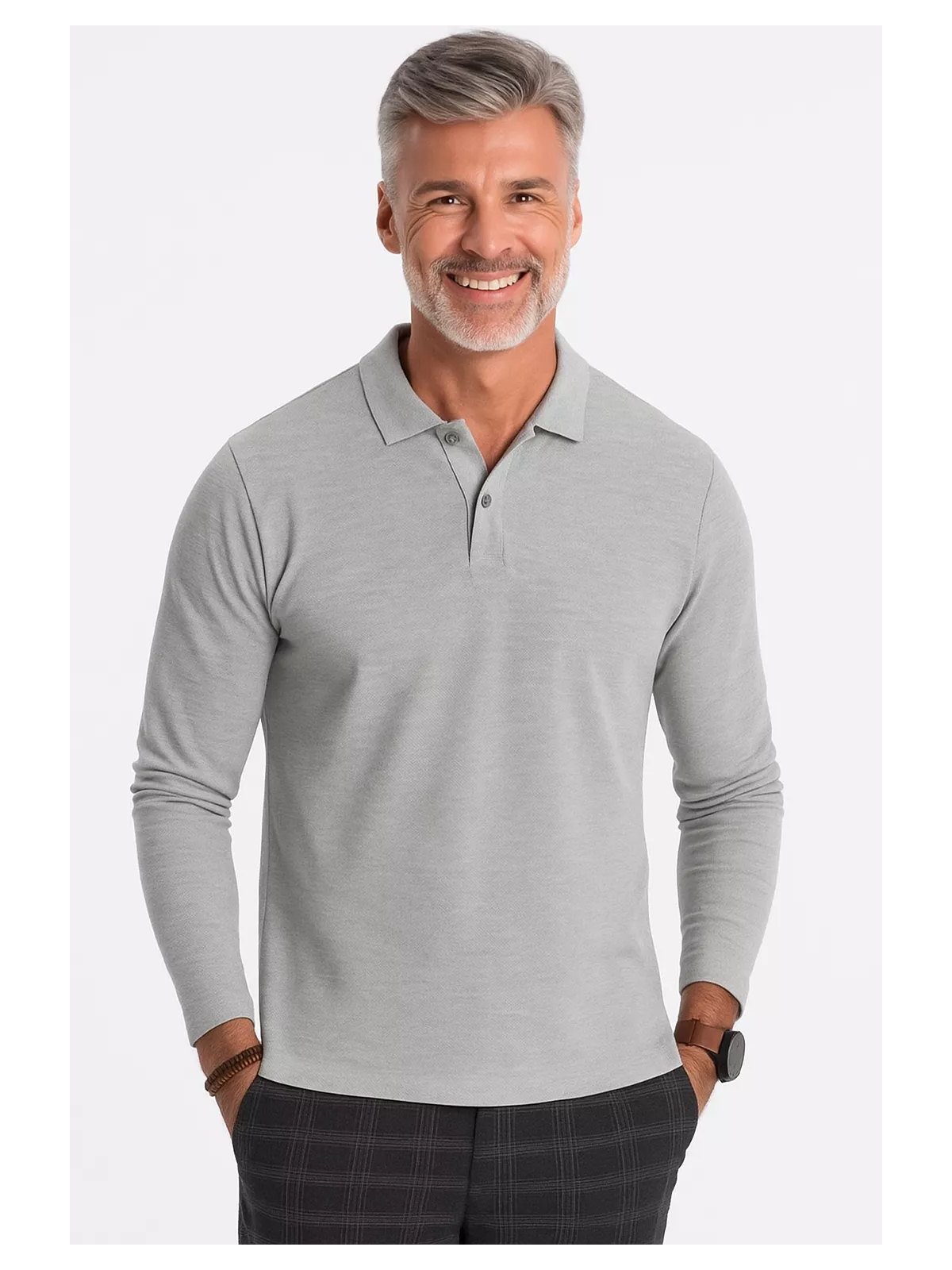 Ombre - Delio - Poloshirt Heren - Longsleeve - Grijs - Art.nr. 0114