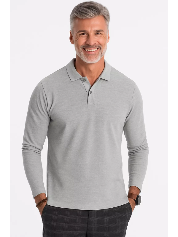 Ombre - Delio - Poloshirt Heren - Longsleeve - Grijs - Art.nr. 0114