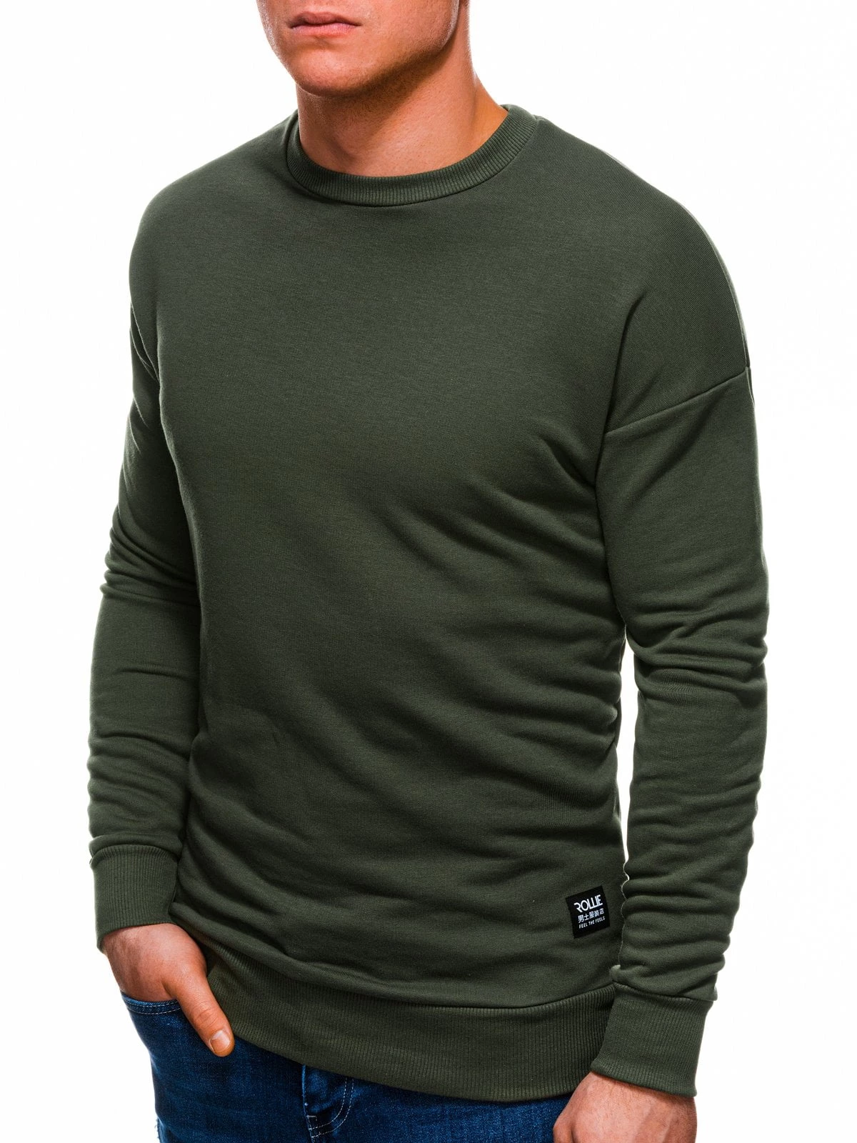 Roly - Heren Sweater - Kakigroen - Normalfit - Ronde Hals - Art.nr. B1229