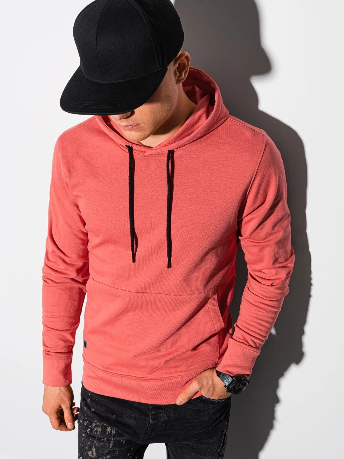 Ombre - Herenhoodie - Koraal - Steekzakken - Zachte Stof - Art.nr. B1154-11