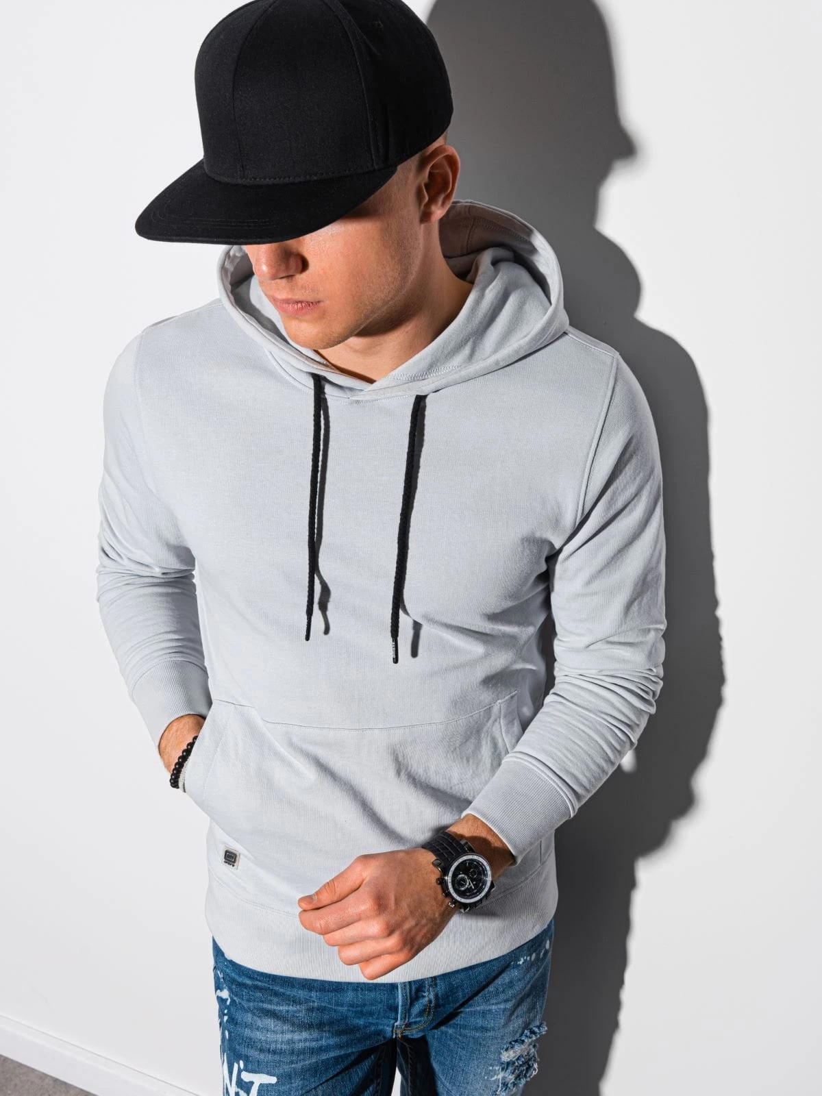 Ombre - Herenhoodie - Lichtgrijs - Steekzakken - Zachte Stof