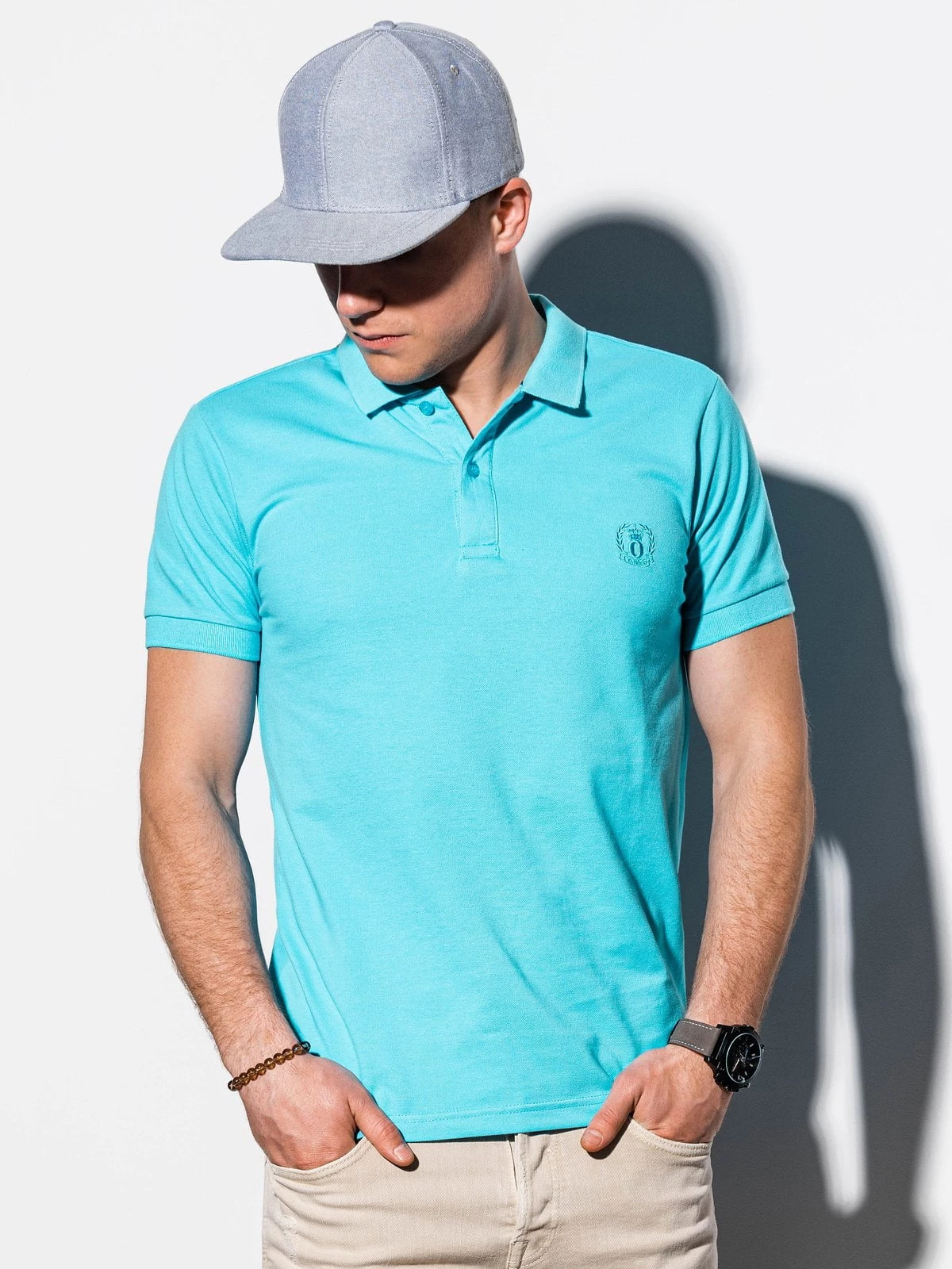 Ombre - Heren Poloshirt - Mint - V-Hals - Knoopjes - Art.nr. S1048