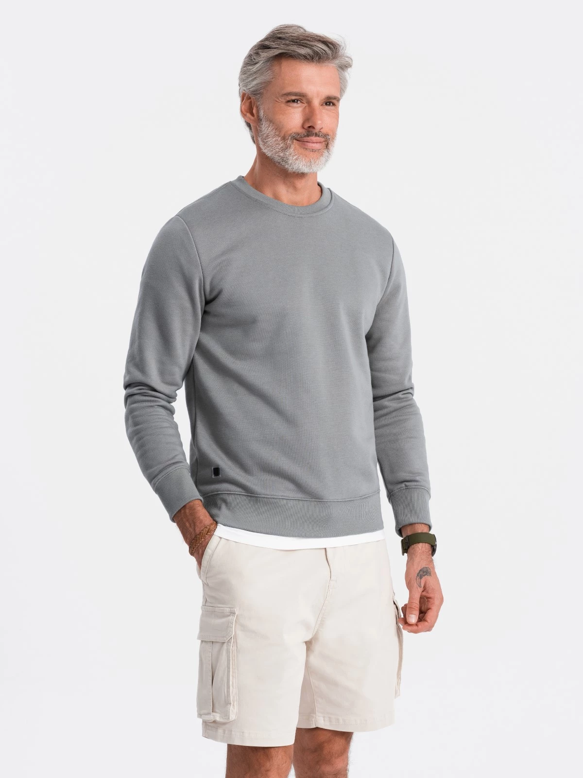 Ombre - Heren Sweater - Grijs Beige - Normalfit - Zachte Stof - Art.nr. B978