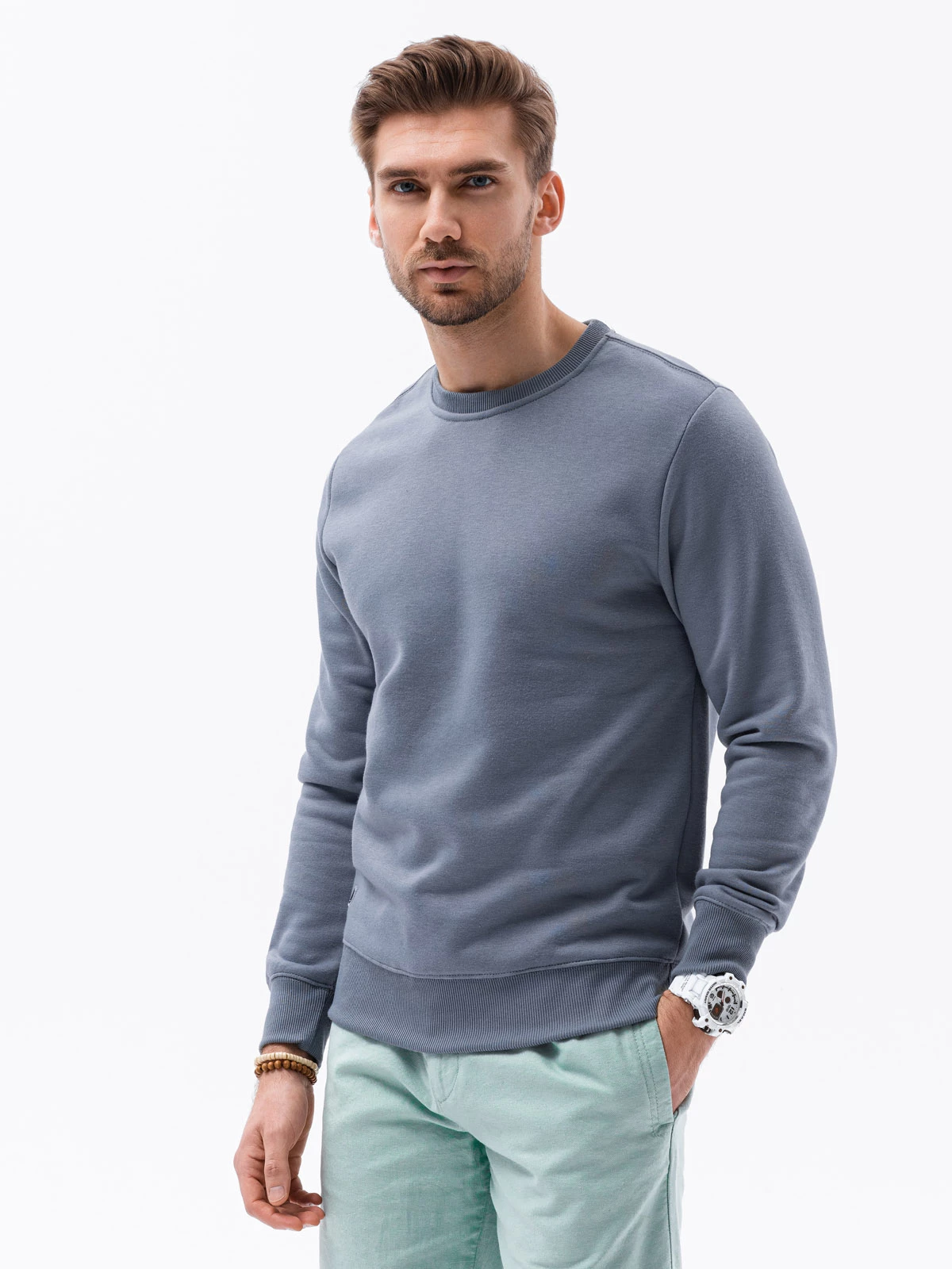 Sweater - Heren - Klassiek - Denim - Style-Italie - Art.nr. B978