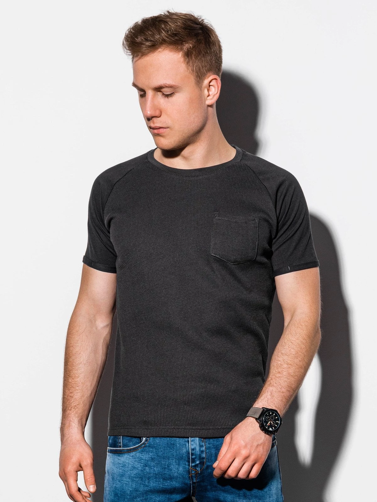 Ombre - Heren T-shirt - Shirt - Zwart - Borstzak - Art.nr. S1182