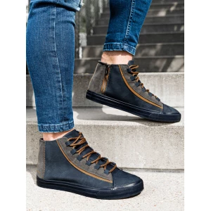Italian Style - Heren Sportschoenen - Navy - Hoog Model - Italia Moda - Art.nr. T343