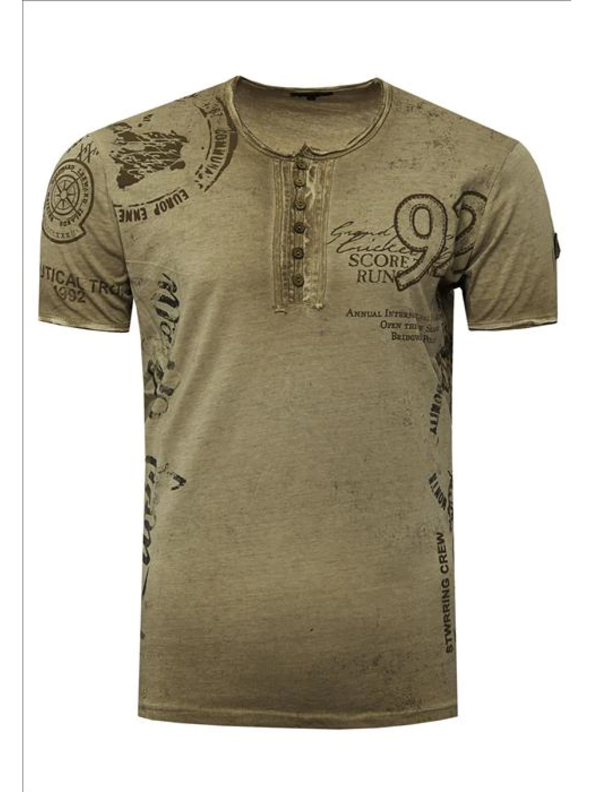 RustyNeal - Heren T-shirt - Shirt - Kakigroen - Ronde Hals - Art.nr. 15241