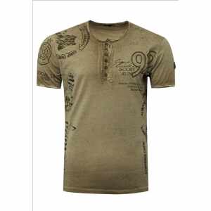 RustyNeal - Heren T-shirt - Shirt - Kakigroen - Ronde Hals - Art.nr. 15241