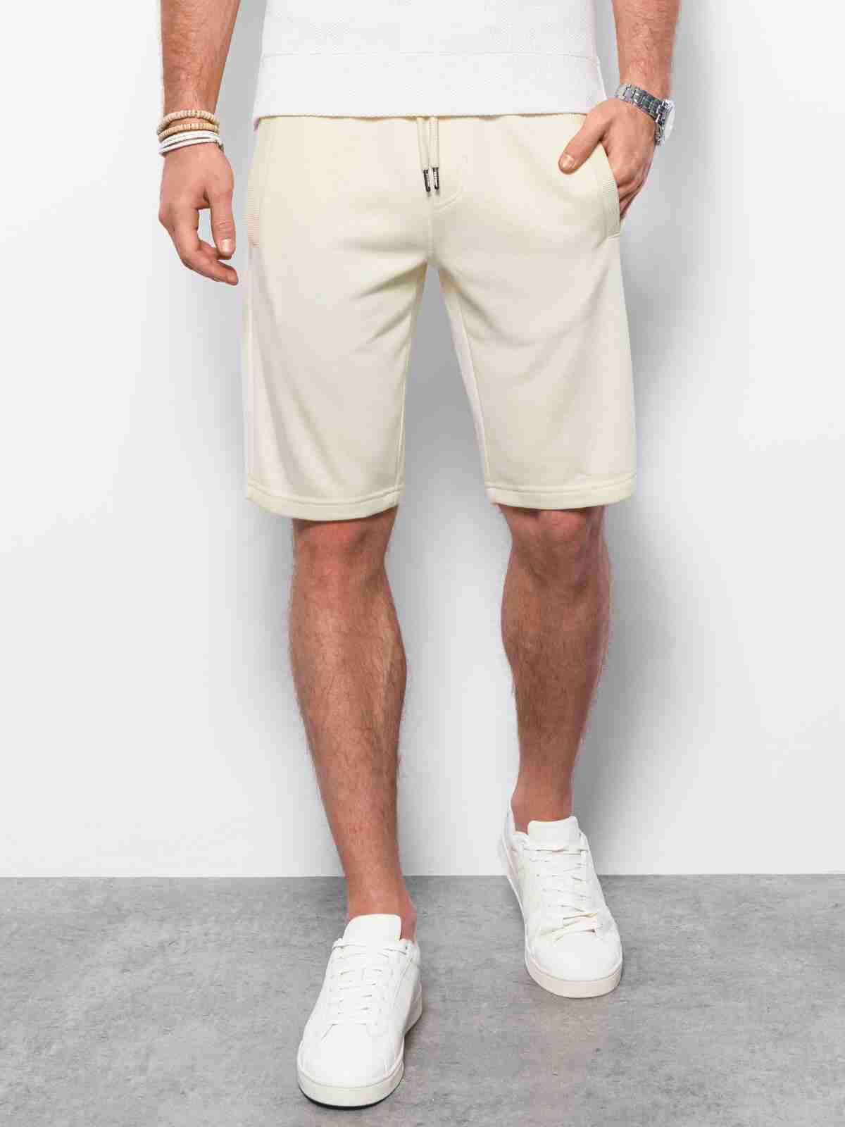 Ombre - Joggingshort Heren - Creme - Steekzakken - Koordsluiting - Art.nr. 109