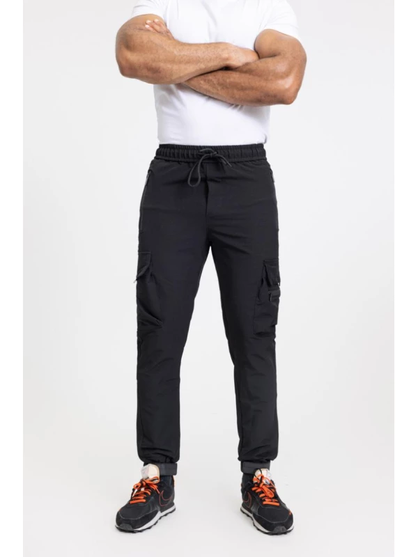 Zayne Milano - Heren Joggingbroek - Zakken Op De Zijkant Met Rits - Zwart - Stijlvol - Art.nr. TX-810-1