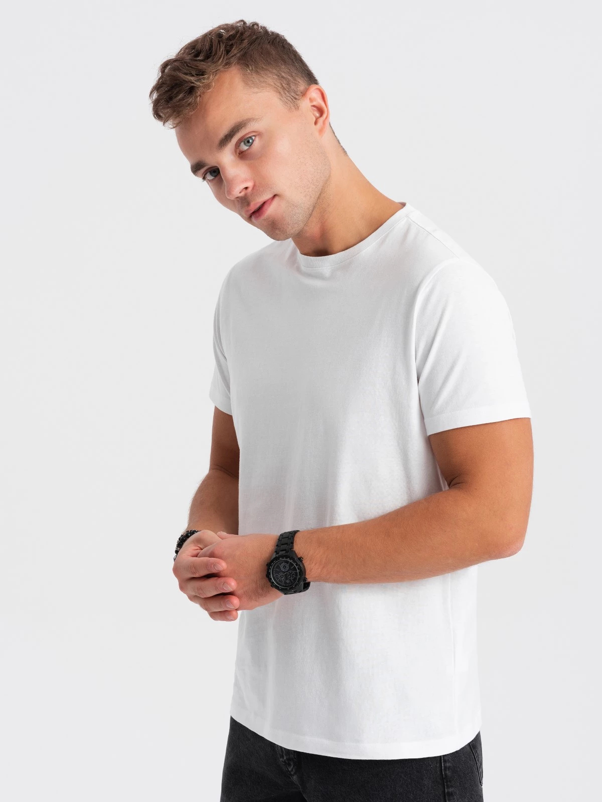 Ombre - Crew - T-Shirt Heren - Wit - Modaitalia