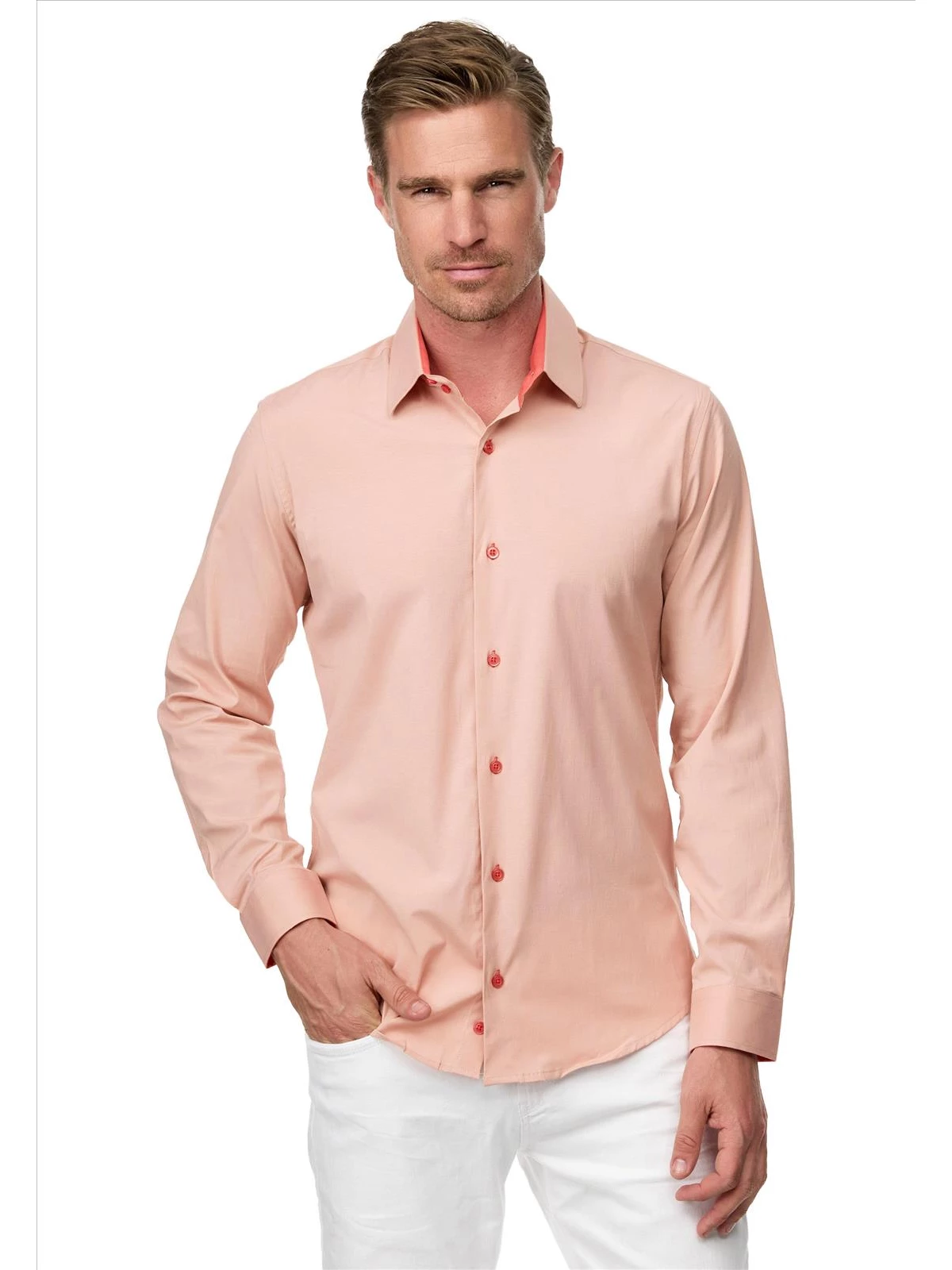 Rusty Neal - Heren Overhemd - Perzik - SlimFit - Modaitalia - Art.nr. R-66