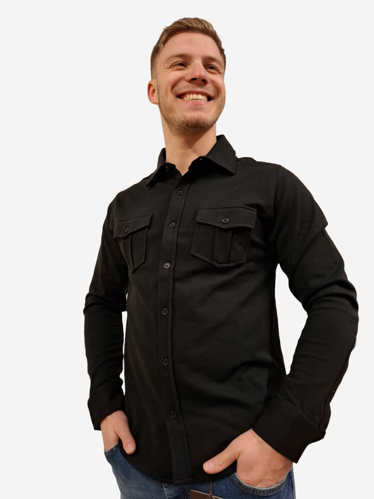 Indigo Denim - Heren Overhemd - Zwart - Regular Fit - Italianstyle - Art.nr. ID-030