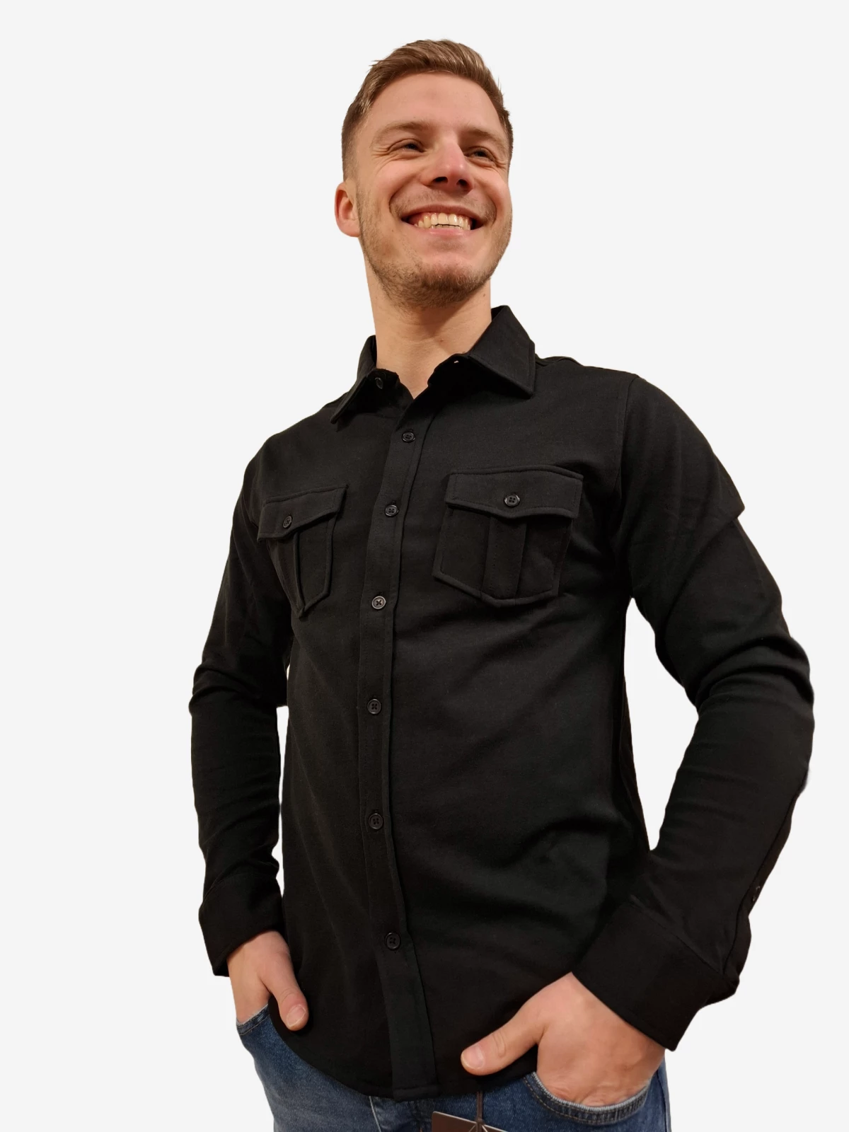 Indigo Denim - Heren Overhemd - Zwart - Regular Fit - Italianstyle