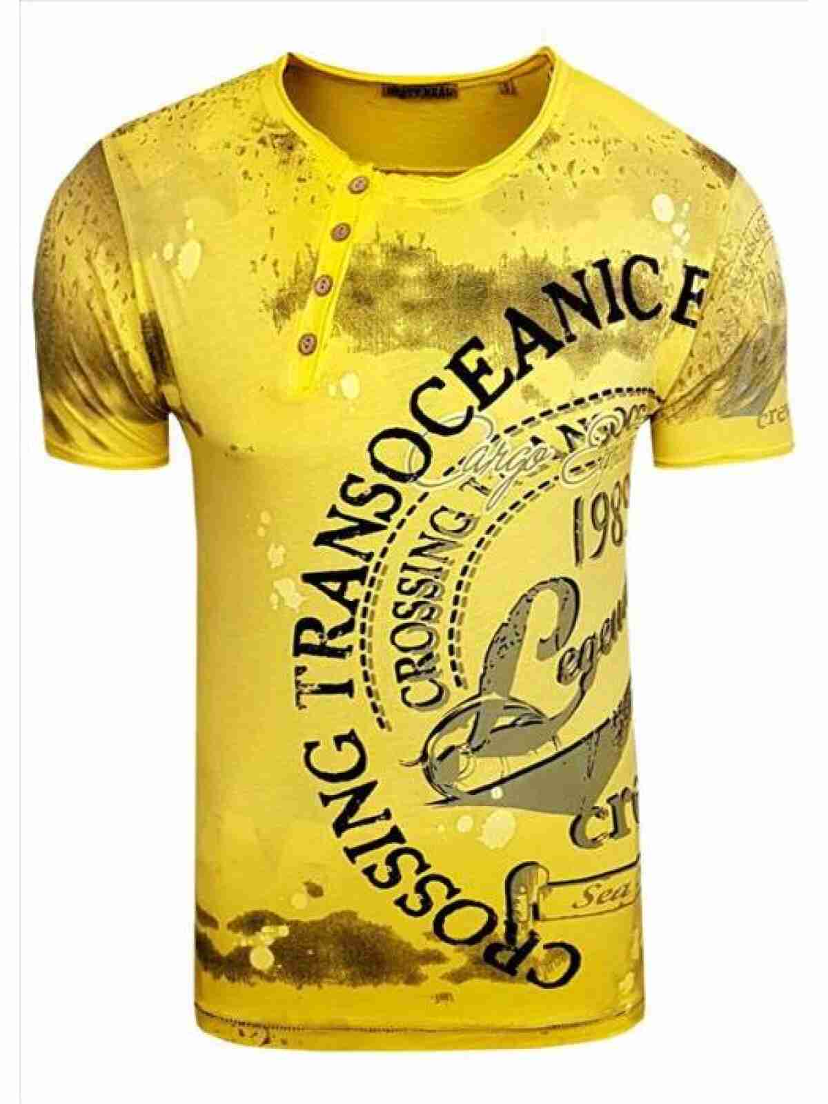 Rusty Neal - Heren T-Shirt - Geel - Zachte Stof - Italianstyle - Art.nr. 15045