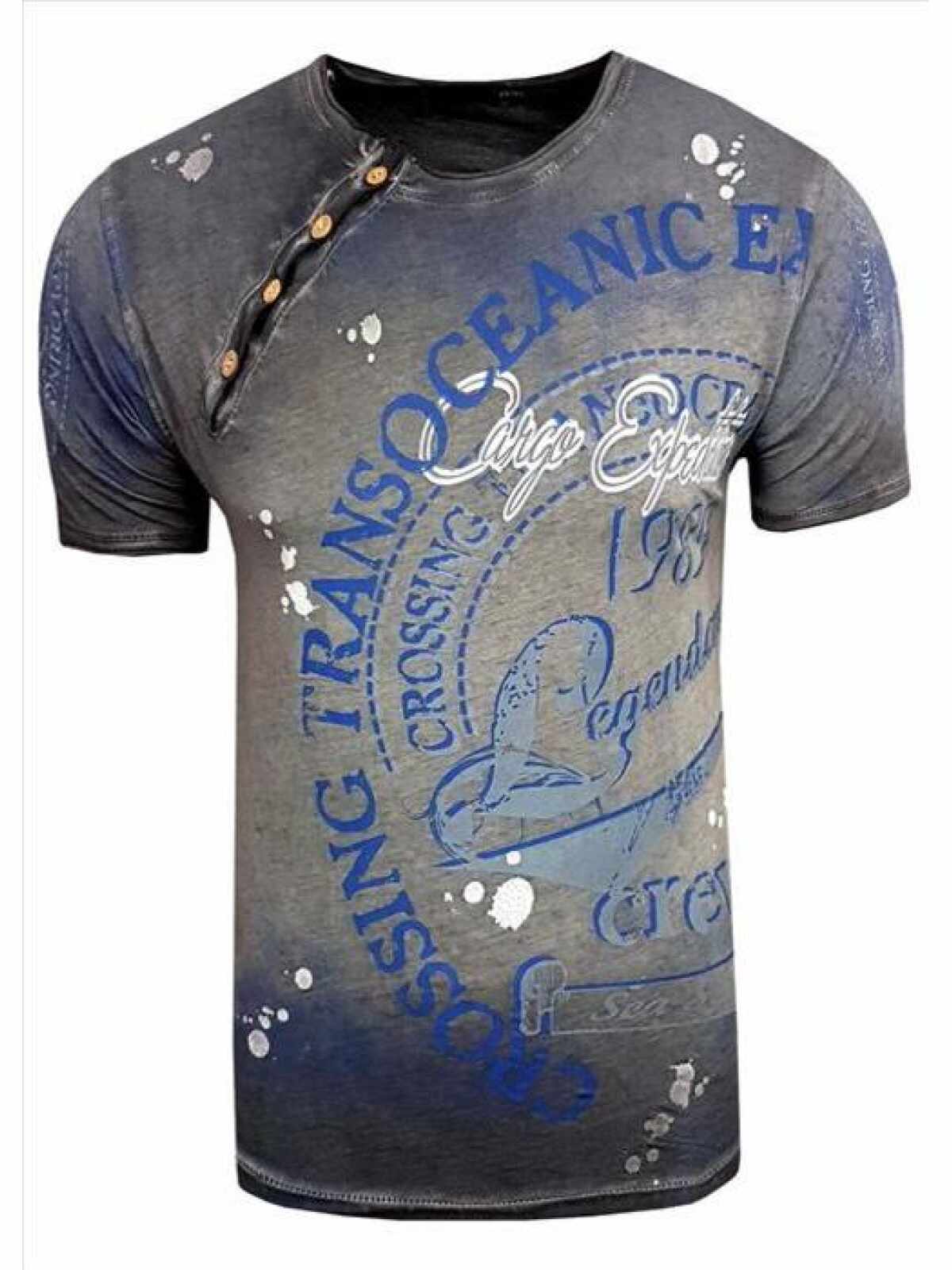 Rusty Neal - Heren T-Shirt - Antraciet - Zachte Stof - Italianstyle - Art.nr. 15045