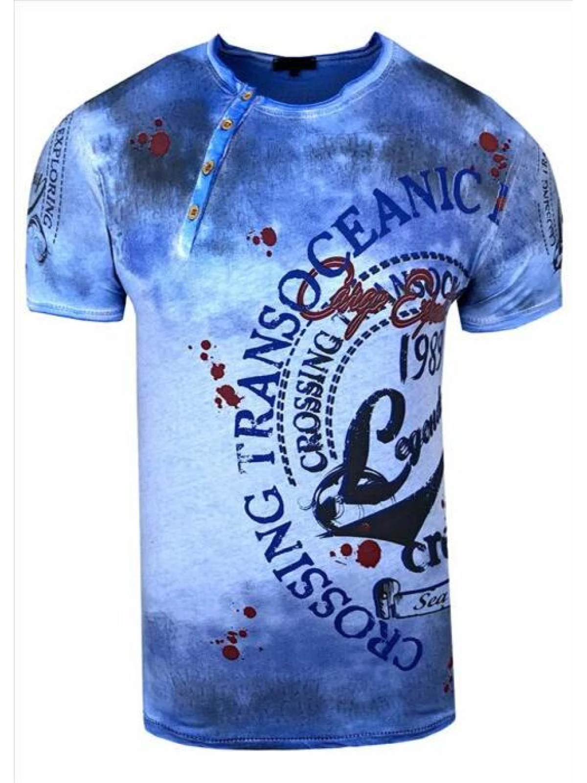 Rusty Neal - Heren T-Shirt - Blauw - Zachte Stof - Italianstyle