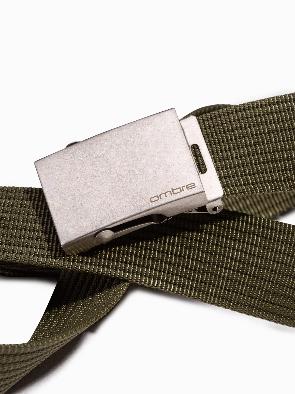 Italian Style - Heren Riem Steamed Buckle - Aged Silver - Kaki - Italianstyle