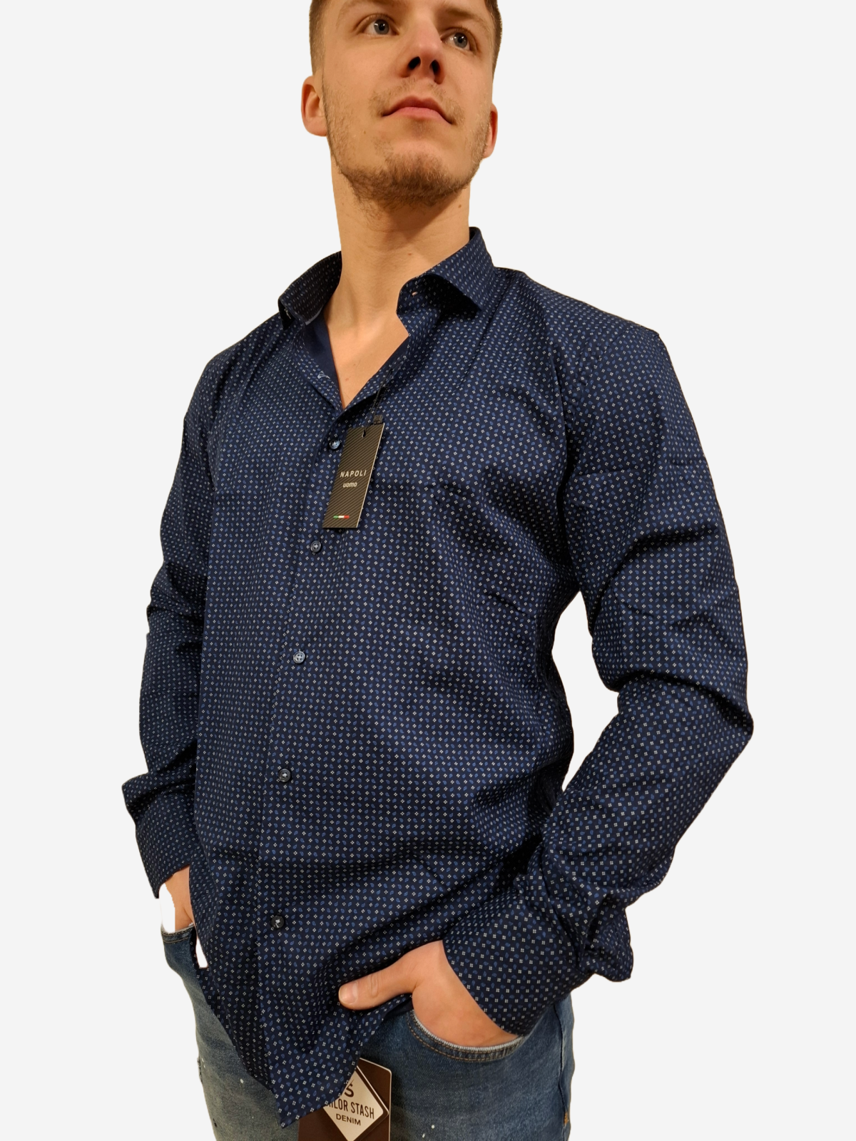 Napoli Uomo - Overhemd Heren - Blauw - Print - Italianstyle - Art.nr. NAP24-19