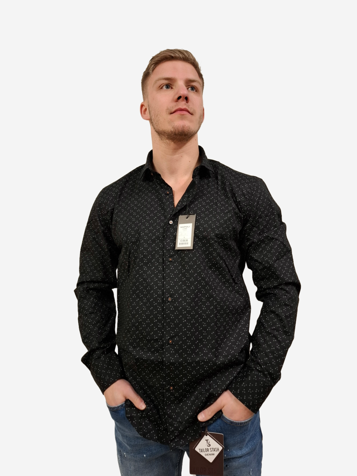Napoli Uomo - Overhemd Heren - Zwart - Print - Italianstyle - Art.nr. NAP24-10