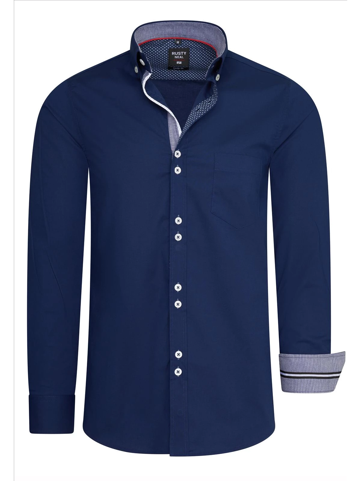 Italian Style - Heren Overhemd - Dubbele Knopen - Marine - Style-Italy