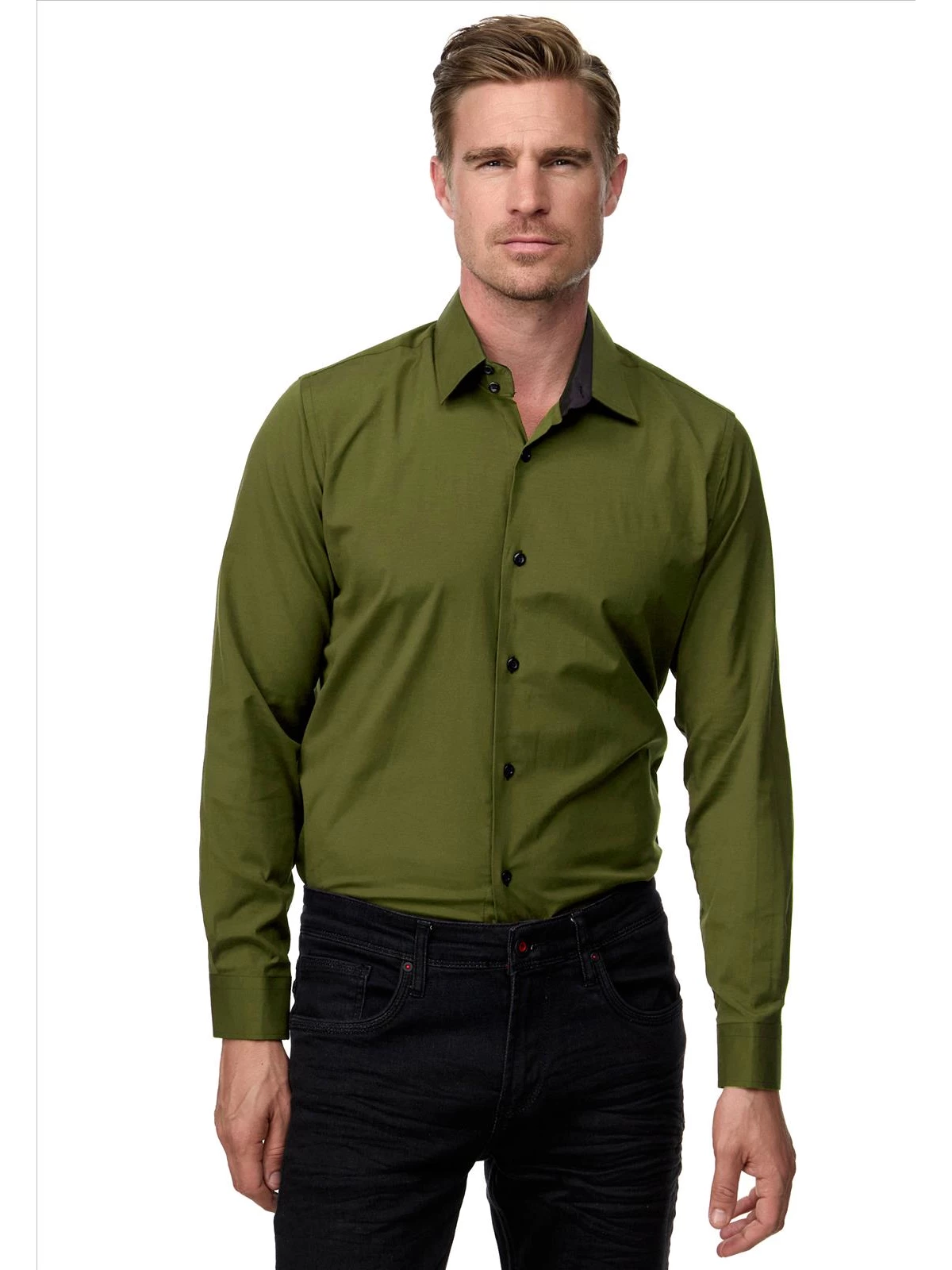 ItalianStyle - Kosta - Herenoverhemd - Slimfitmodel - Kakigroen - Art.nr. R-44