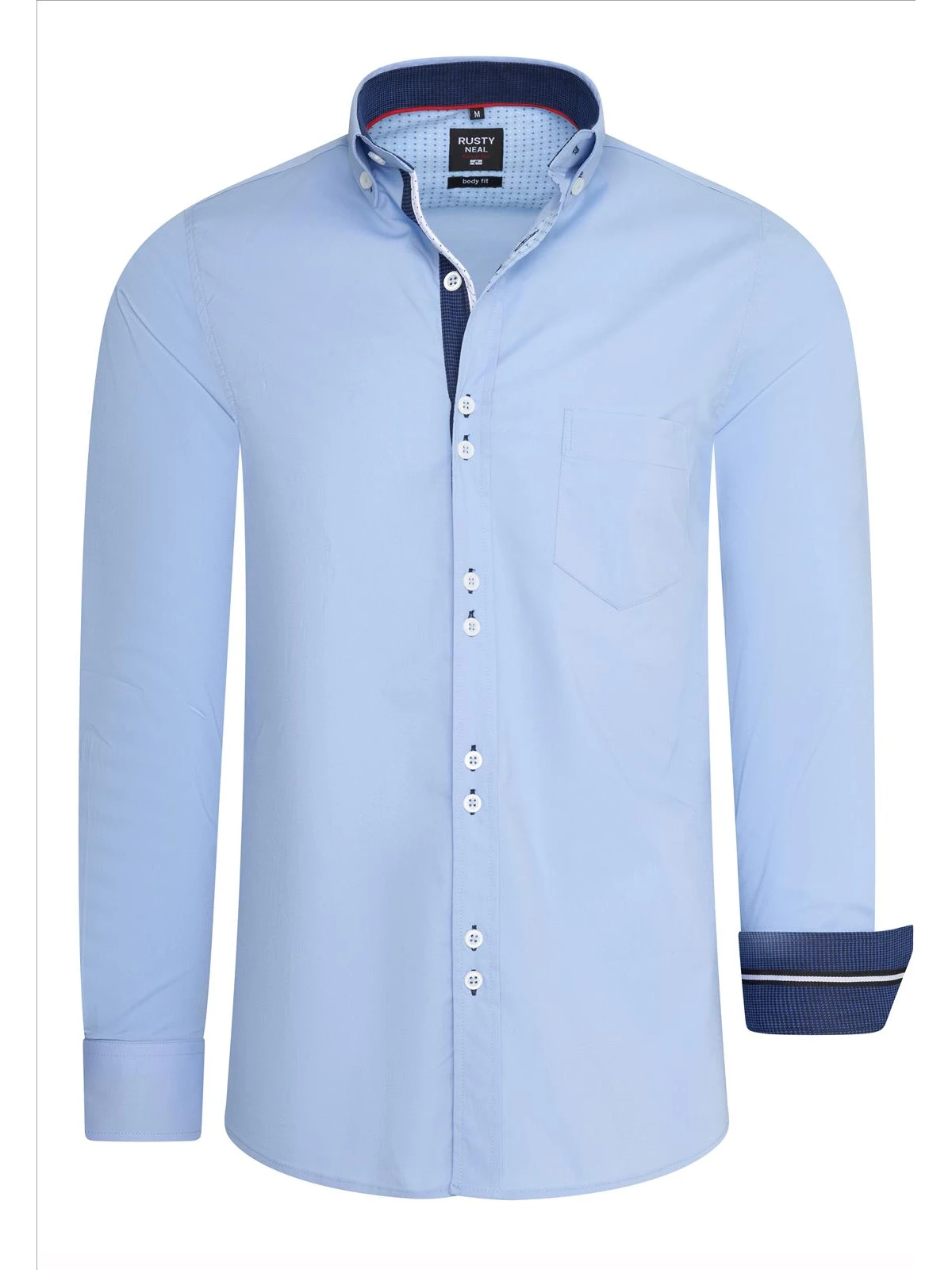 Italian Style - Heren Overhemd - Dubbele Knopen - Blauw - Style-Italy