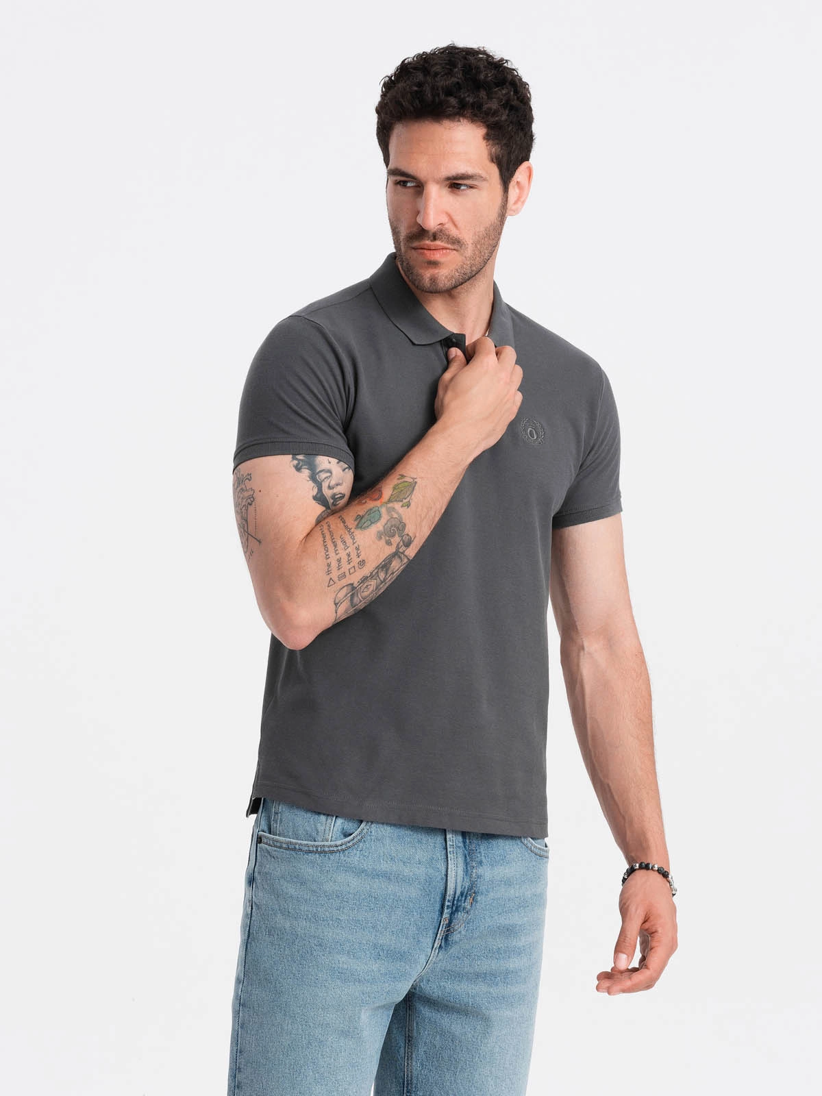 Poloshirt Heren - Korte Mouw - Donkergrijs - 0100DG