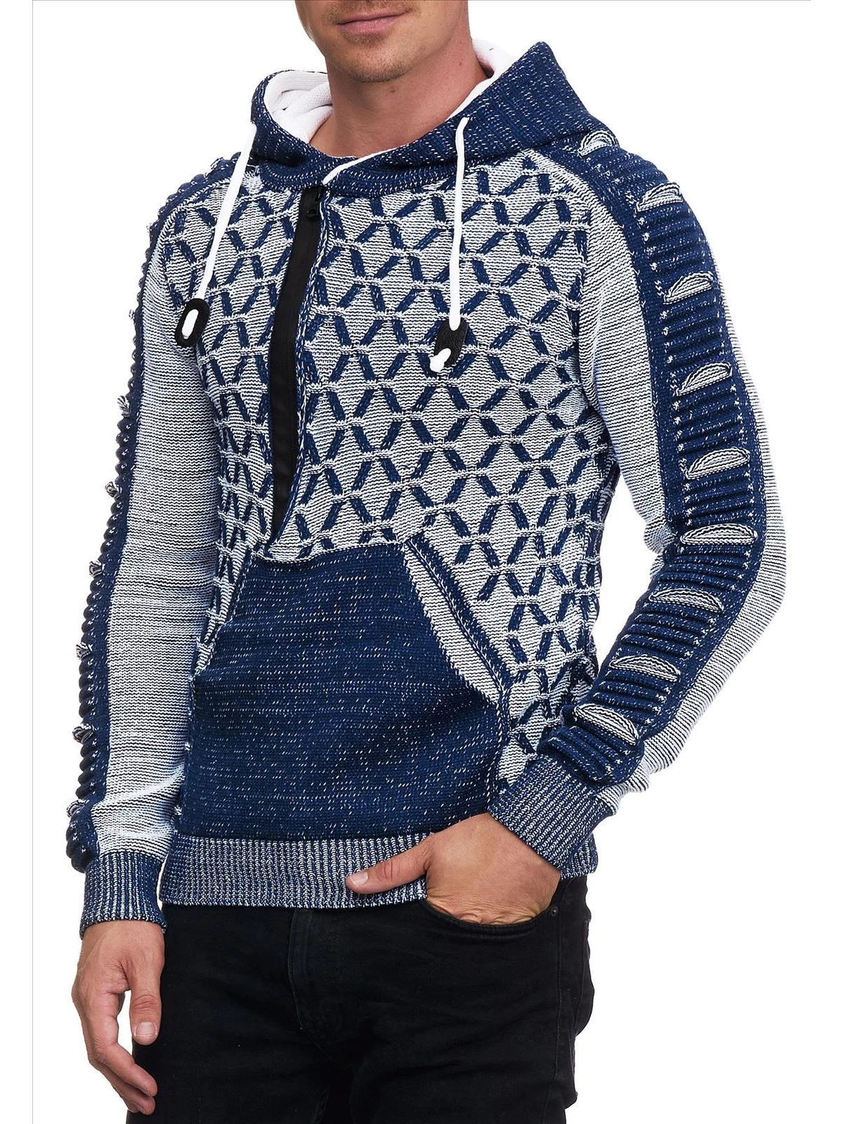RustyNeal - Heren Hoodie Trui - Petrolwit - Modernfit - Capuchon - Art.nr. 13362