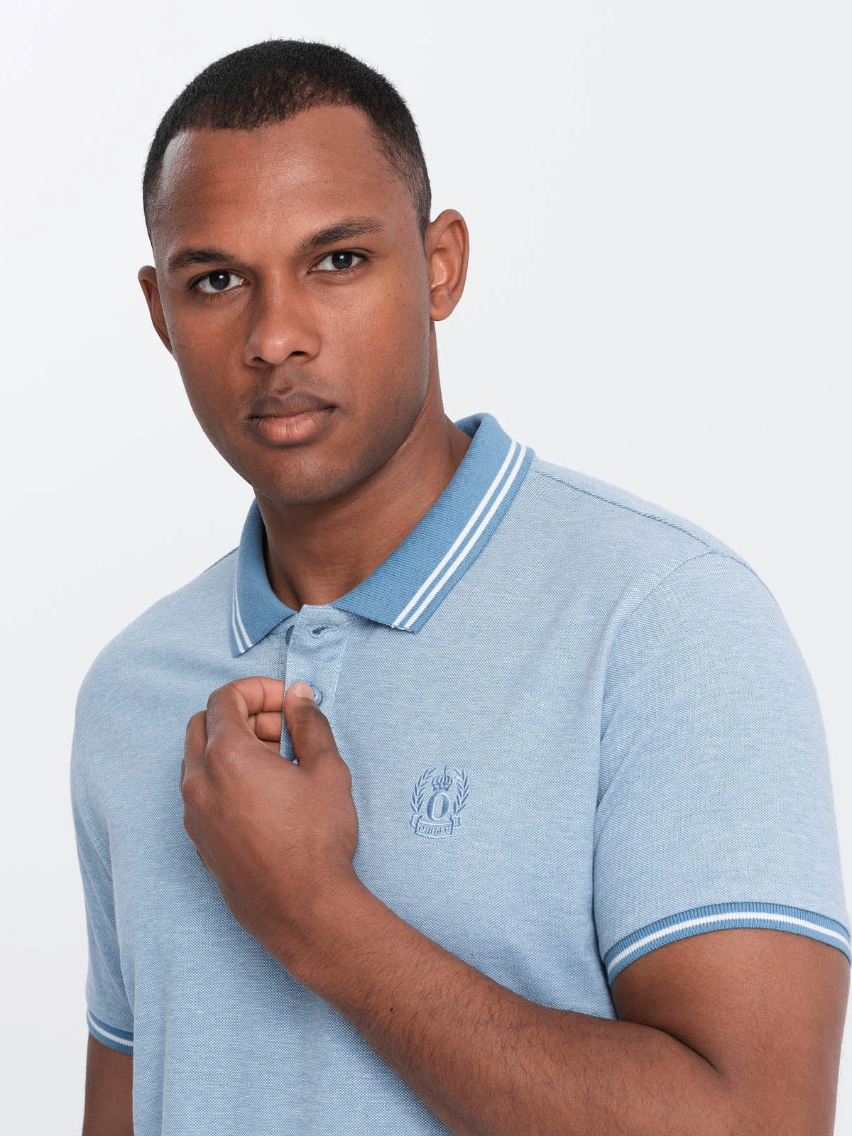 Poloshirt Heren - Korte Mouw - Blue Melange - 0109-BLM