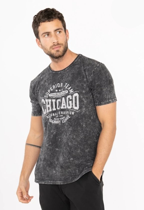 ItalianStyle - Heren T-Shirt - Donkergrijs - Ronde Hals - Chicago