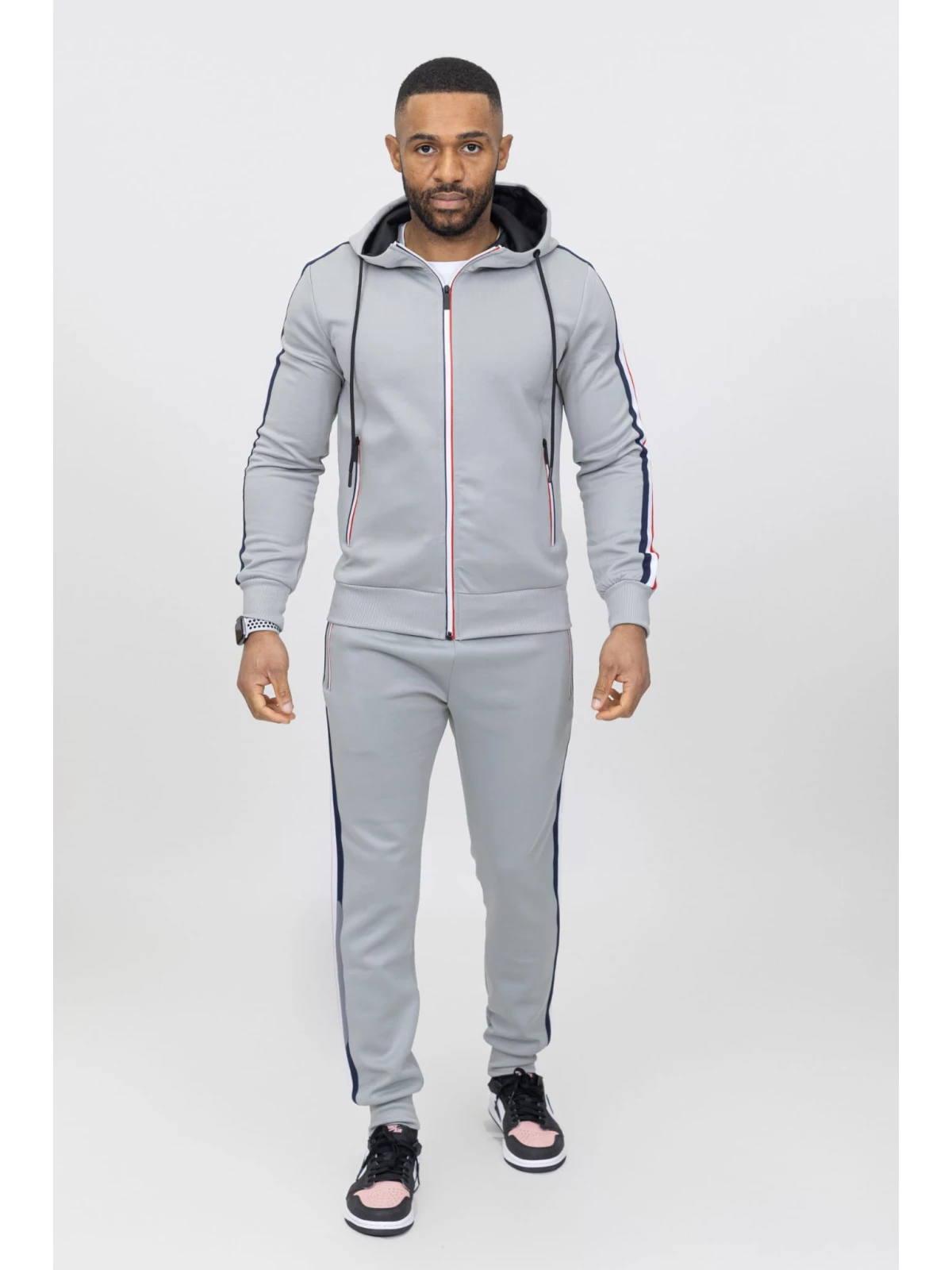Zayne Milano - Heren Joggingspak - Grijs met bies - Style-Italie - Art.nr. ZP639-2