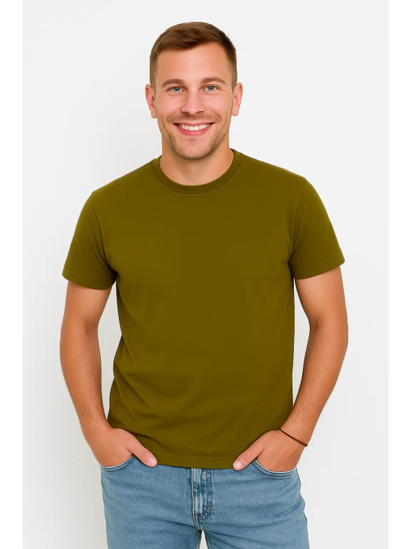 X-Name - Heren T-Shirt - Kaki - Ronde Hals - Italianstyle - Art.nr. XN-YE-16-KA