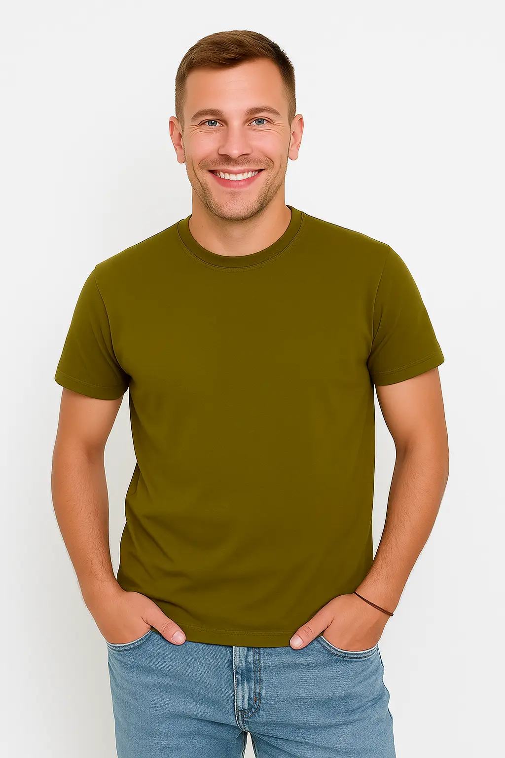 X-Name - Heren T-Shirt - Kaki - Ronde Hals - Italianstyle