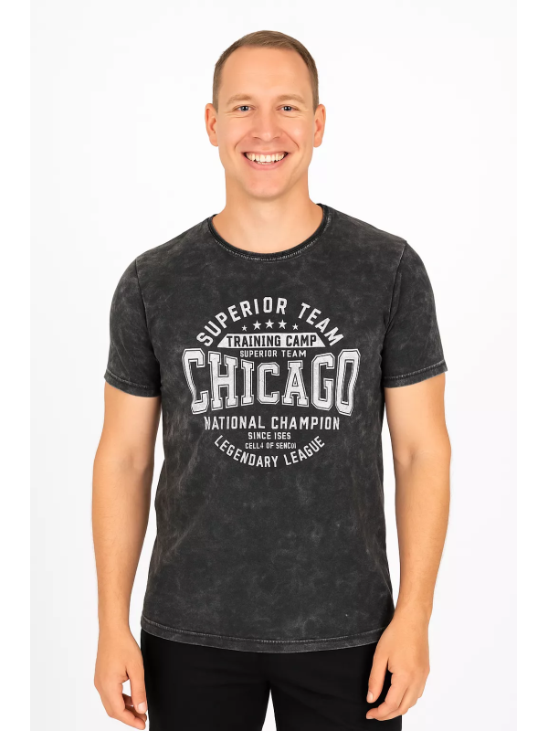 ItalianStyle - Heren T-Shirt - Donkergrijs - Ronde Hals - Chicago - Art.nr. XN-86334-DG
