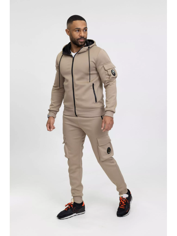 Zayne Milano - Caprino - Heren Joggingpak - Beige - Ritszakken - Art.nr. ZP688-3