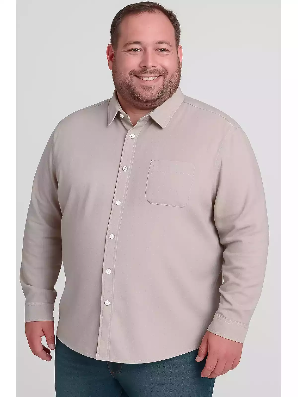 Yves Enzo - Heren Italiaans Overhemd - Beige - Linnen - Grote Maten - Art.nr. YE-LIN-36