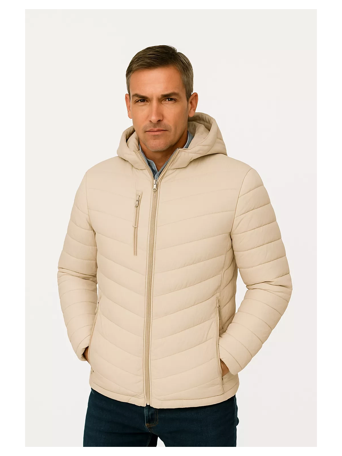 Tussenjas - Pufferjas - Voorzakken - Ecru - Art.nr. L66N-EC