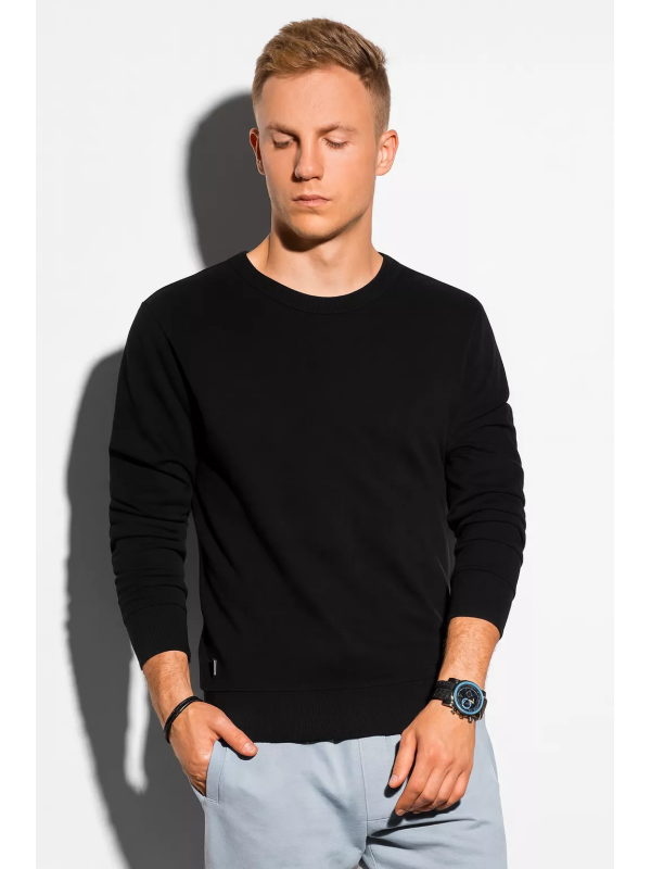 Ombre - Heren Sweater - Zwart - Afgewerkt Met Boord - Ronde Halslijn - Art.nr. B1146-2