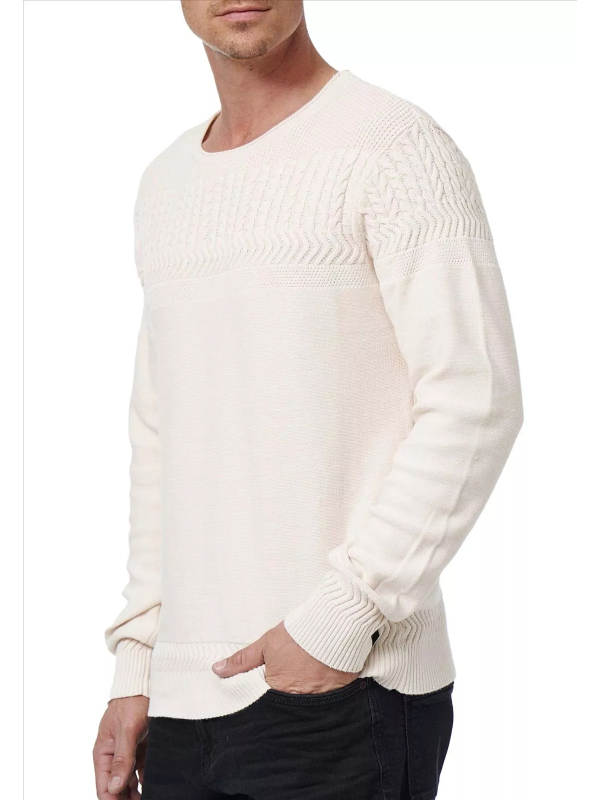 RustyNeal - Herenshirt - Sweater - Ivoor - Ronde Hals - Art.nr. 13393