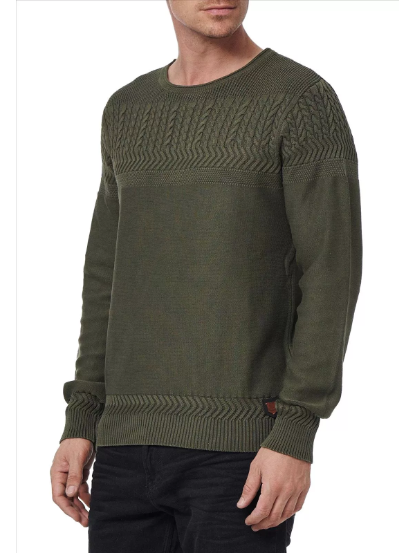 RustyNeal - Sweater - Kaki - Ronde Hals - Art.nr. 13393