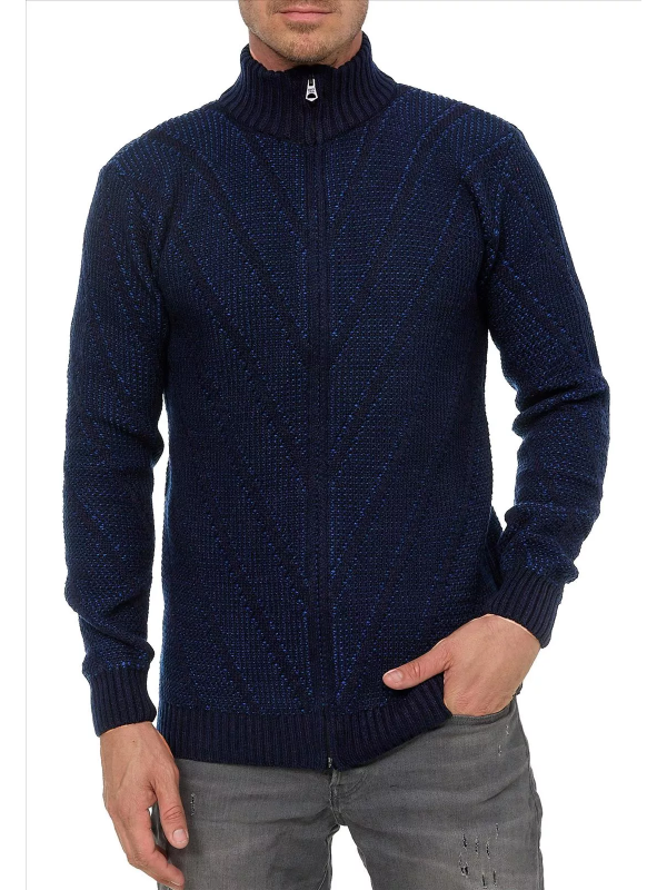 Rusty Neal - Heren Vest Kabel - Marine - Gebreid - Italianstyle - Art.nr. 13346