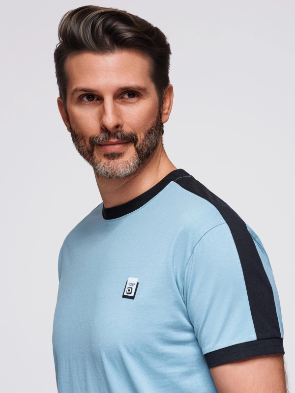 Ombre - T-Shirt Heren - Lichtblauw - met bies - Art.nr. TSCT-0115