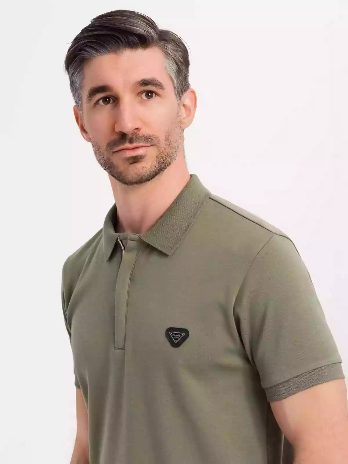 Eximio - Heren Poloshirt - Olijf - Met ritsje - Art.nr. OM-0148